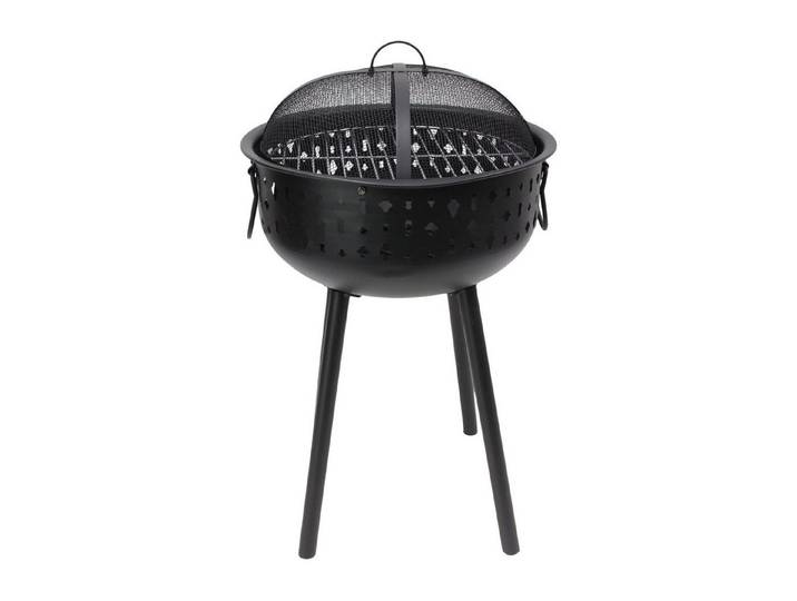 Dekoleidenschaft Holzkohlegrill Black Metall schwarz, Grill tragbar, Kohlegrill, Edelstahl-Grillrost, abnehmbare Haube