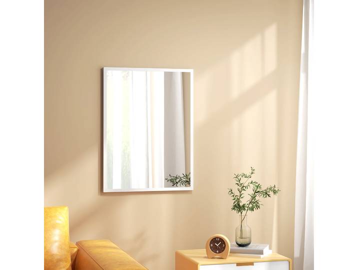 HOMCOM Miroir Mural Rectangulaire Blanc 60x80cm