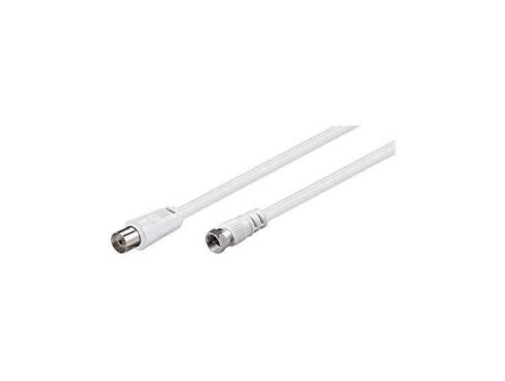 Coaxiaal/SAT-aansluitkabel; wit, 1,5 m; F-stekker > coaxiale koppeling