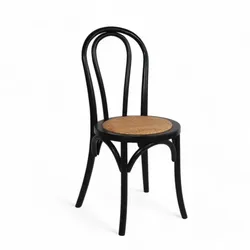 Bistromania Bistrostuhl LEVIS aus schwarzer Birke mit Rattangeflecht-Sitz – 42 x 42 x 92 cm