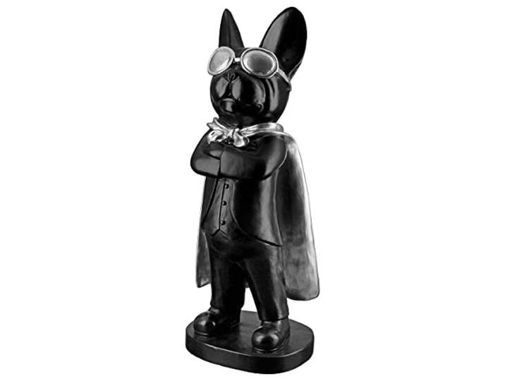 Casablanca Deko Figur Skulptur Hund mit Brille Umhang - Dekoration Wohzimmer - Farbe: Schwarz - Höhe 34 cm