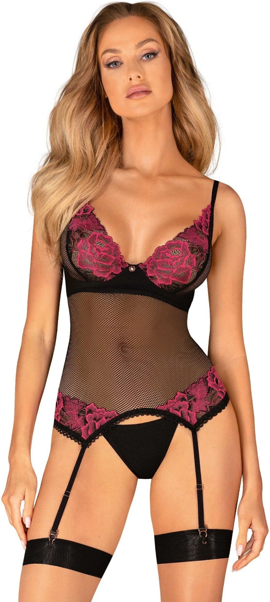 Obsessive Rosenty guêpière et string - Noir
