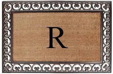 A1 Home Collections Rubber Coir Classic Paisley Border Monogrammed Welcome Entrance Doormat