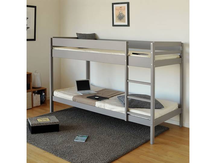 Lit superposé en bois 90x190 gris - LT14040