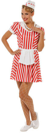 buttinette-Diner Kleid, rot/weiß