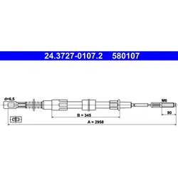 Seilzug Feststellbremse ATE 24.3727-0107.2 für VW Transporter T2