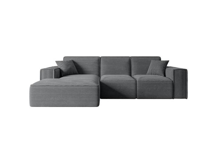 ECKSOFA Ottomane Links SERRA-L - 266x169x80 cm Dunkelgrau Cord