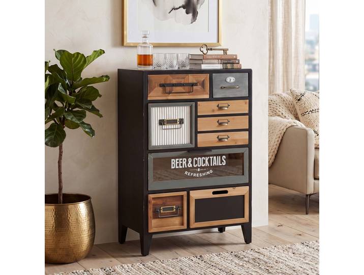 Apothekerkommode HWC-Q25 zweiseitige Schubladenfronten, Kommode Vintage/Shabby Holz Metall 95x58x32cm Standard