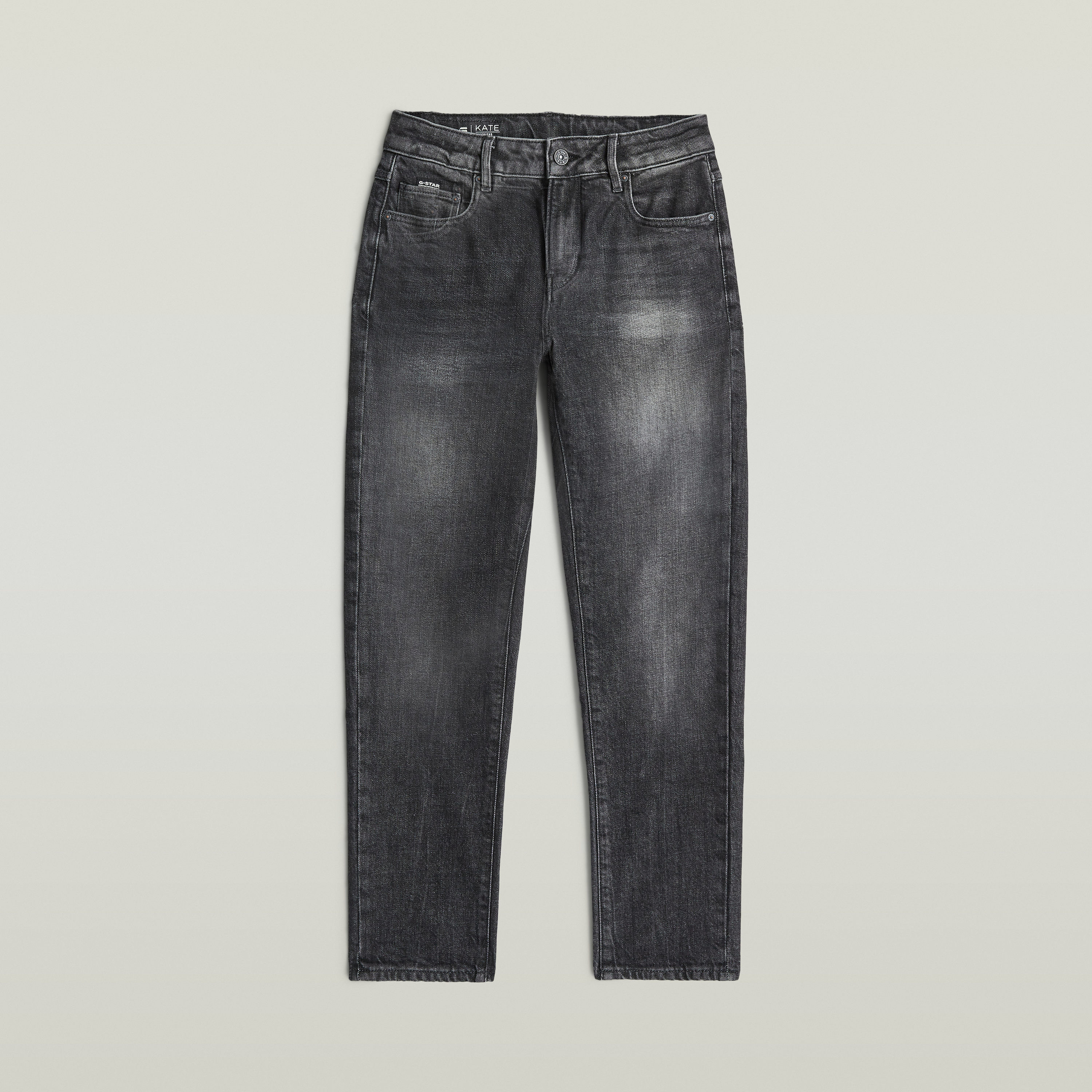Boyfriend-Jeans G-STAR "KIDS, KATE BOYFRIEND G", Mädchen, Gr. 14 (158), N-Gr, grau (mid used blk), Denim/Jeans, Obermaterial: 100% Baumwolle, boyfriend fit lang, Jeans Boyfriend-Jeans, im 5-Pocket-Design, Baumwoll-Denim