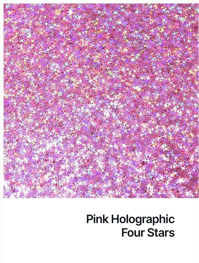 Hemway Shaped Craft Glitter   Four Point Star   Epoxy Resin, DIY, Tumbler, Decoration - Pink Holographic - Shaped 50g