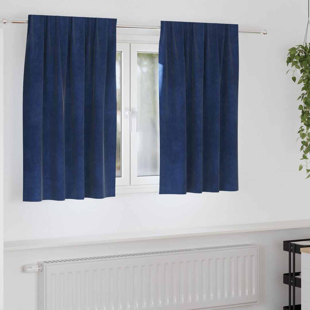 17 Stories Curtains Polyester 140Cm Sound-Absorbing Navy 140cm Width x 140cm Drop