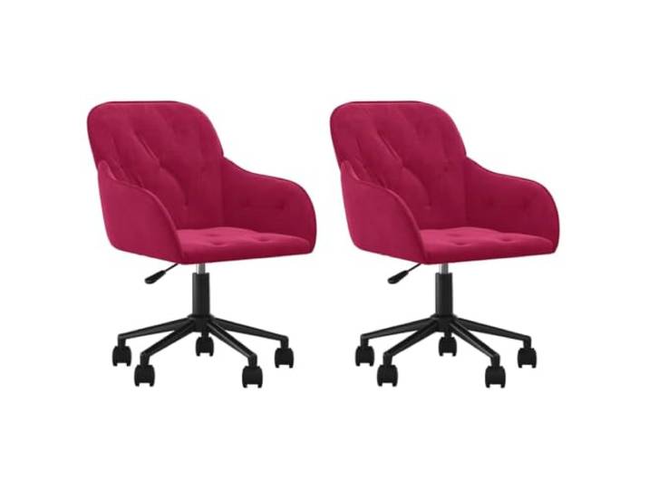 KDVXBCQJH 2er Set Esszimmerstühle Drehbar Samt Weinrot mit Rollen Höhenverstellbare Polstersessel mit Rollen für Wohnzimmer, Essbereich und Arbeitszimmer im 2er Set