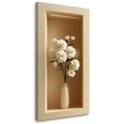 LEINWANDBILD Weiße Blumen in einer Vase in 3D 50x100cm