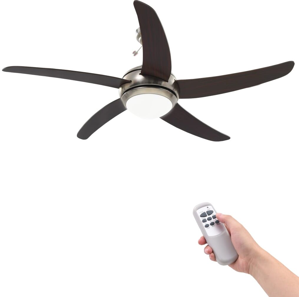 vidaXL Ventilateur de plafond orné avec lampe 128 cm Marron