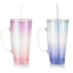 LocknLock 2 Trinkbecher mit Trinkhalm und Henkel je 720ml Volumen