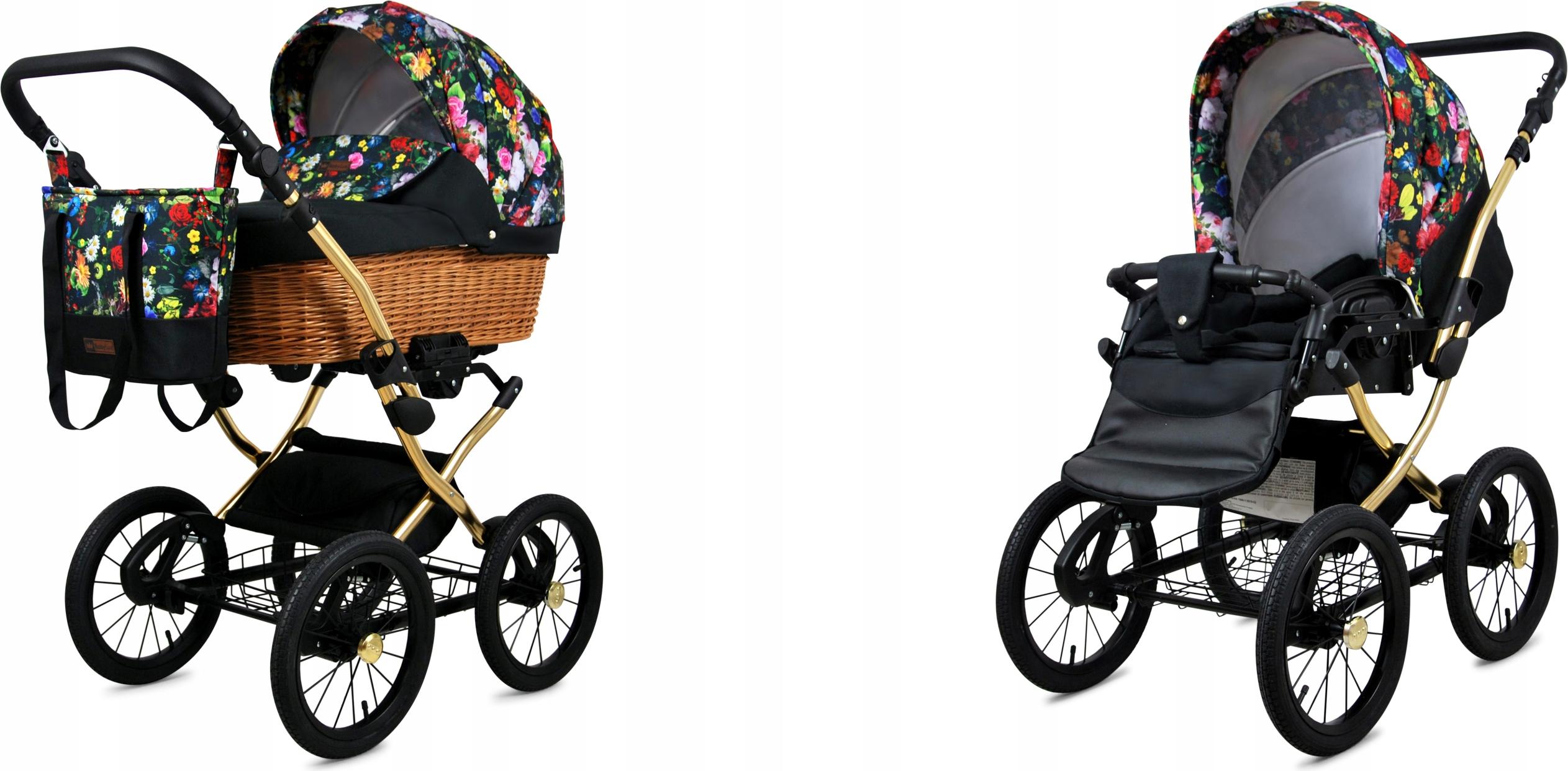 Babylux Classic Gold | 2in1 Kinderwagen Set | Garden Flowers | Kombikinderwagen | Kinderwagense