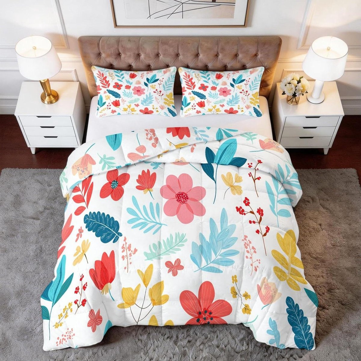 Kleurrijke Dekbed Set met Kussenslopen van Microvezel - 140 x 200 cm