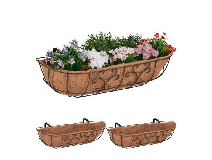 Relaxdays Bac à fleurs pour balcon en lot de 3