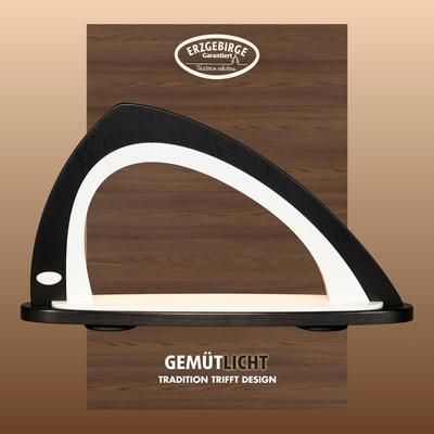 LED Schwibbogen WEIGLA "SCHWARZ-WEIẞ, asymmetrisch Holz Lichterbogen, Made in Germany", schwarz-weiß (weiß, schwarz), B:52cm H:29,7cm T:9cm, Holzwerkstoff, Schwibbögen, Erzgebirge garantiert, Deko für Weihnachten und das ganze Jahr
