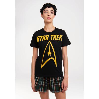 T-Shirt LOGOSHIRT "Star Trek - Logo", Damen, Gr. XS, schwarz, 100% Baumwolle, bedruckt, unifarben, normal, Rundhals, Shirts T-Shirt, mit coolem Print