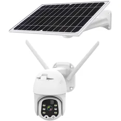 Krüger&Matz Kruger&Matz Connect C90 Solar-WLAN-Aussenkamera (1920 x 1080 Pixels), Netzwerkkamera, Weiss