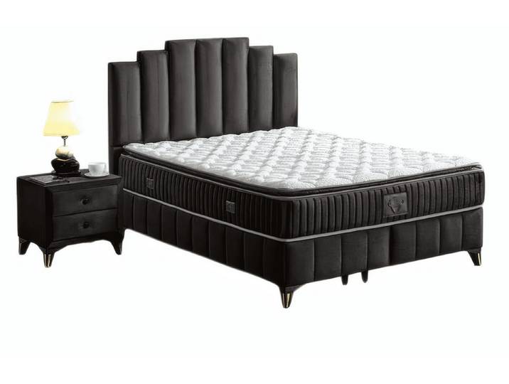 JVmoebel Schlafzimmer-Set JVMoebel Schlafzimmer Set in Schwarz mit Bett und Nachttischen