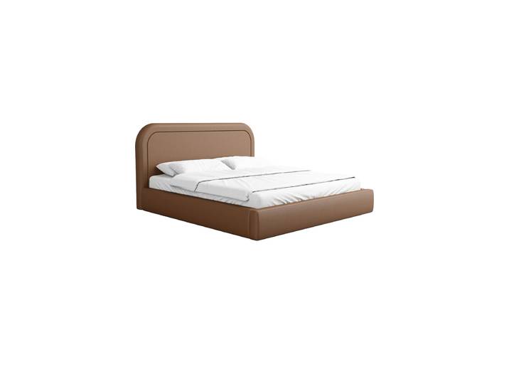 Design Polsterbett „Masal“ mit Ablagefach, Kunstleder Choco Brown Kunstleder Schokobraun BLOOMINGLOFT Collection