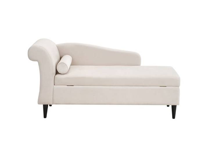 Chaise longue côté gauche LUIRO Velours Beige avec rangement