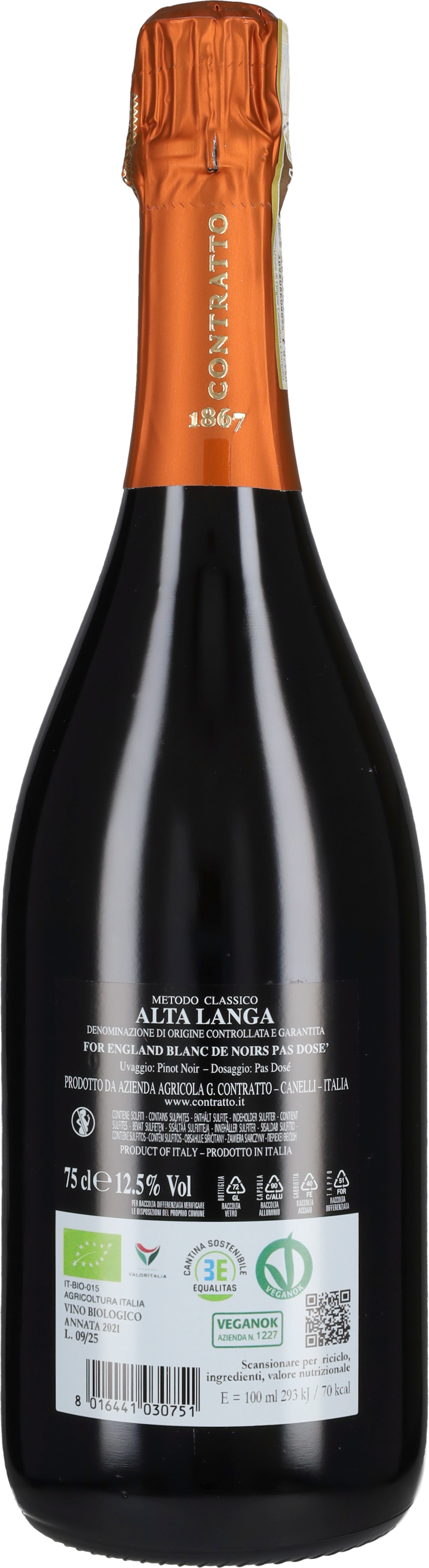 Alta Langa Blanc de Noirs 'For England' Contratto 2021