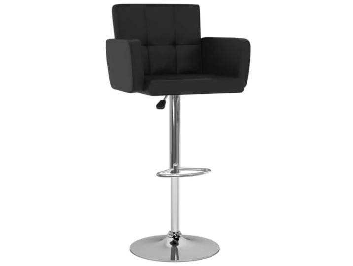 Barhocker, 2-teilig, schwarz, Kunstleder, verchromter Stahl Höhenverstellbar, Fußstütze, integrierte Armlehne, Belastung 110 kg, für Zuhause, Büro, Café