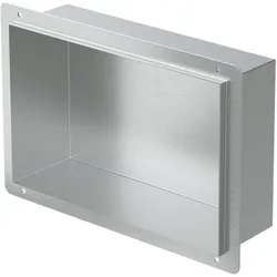 LuxeBath Duschnische 30x20 cm Silber aus Edelstahl Unterputz Rahmen Wandnische Duschablage