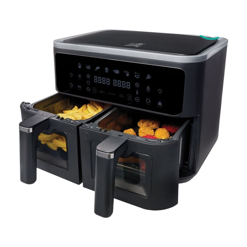 Fritel Airfryer SnackTastic 8480 DUO Dubbele Airfryer met Digitaal Touchscreen en Kijkvenster, 2x 4,5 L, 2400 W, PFAS-vrij