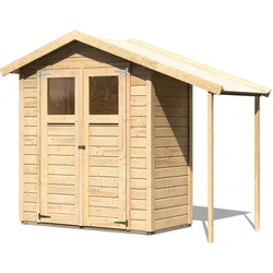 Karibu Gartenhaus Gerätehaus Dana inkl. Schleppdach - 14mm-180 x 93cm- naturbelassen