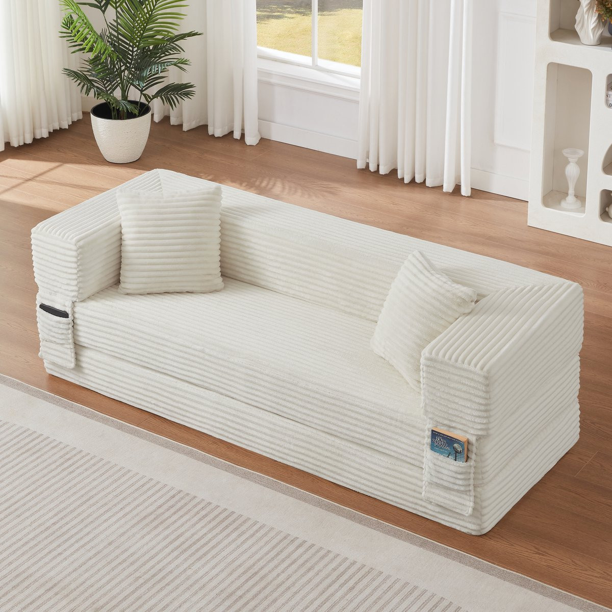 STILVORA Slaapbank - Omvormbaar tot compact tweepersoonsbed - Wit