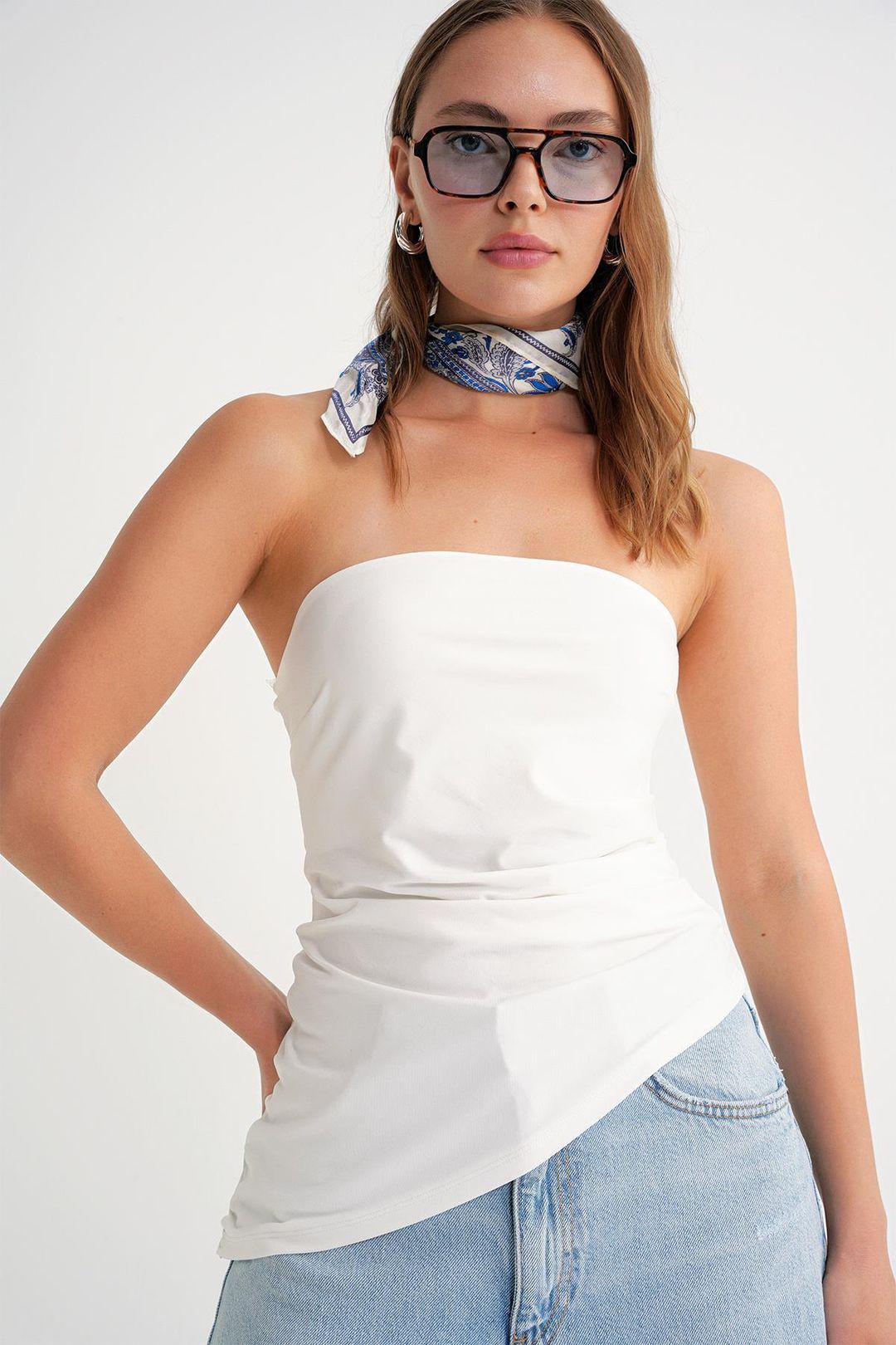 Strapless Geplooide Blouse