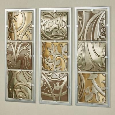 Touch of Class Sydney Scroll Wall Art Panels Multi Metallic Set of Three, Set of Three, Multi Metallic
