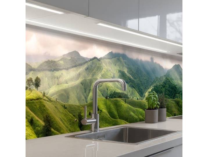 KitchenYeah crédence de cuisine Paysage Collines Vert 400x60cm