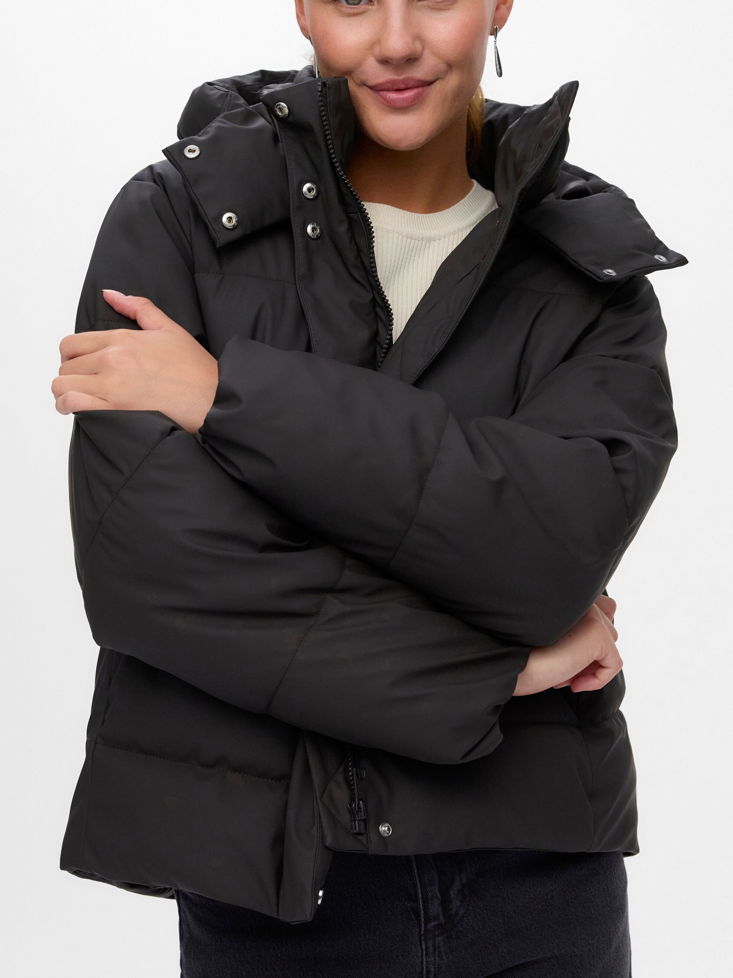 Steppjacke VERO MODA "VMGRETAKYLIE SHORT COATED JACKET NOOS", Damen, Gr. L, chocolate torte, Web, Obermaterial: 100% Polyester, unifarben, Jacken Steppjacke, Lederimitat chocolate torte L