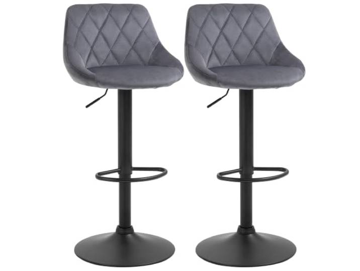 HOMCOM Barhocker 2er-Set Höhenverstellbar mit Rückenlehne, Dunkelgrau