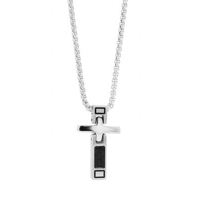 Kette mit Anhänger ADELIA´S, silber (silber, kreuz), Halsketten, Herren, Edelstahl