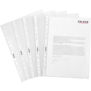 Falken Prospekthüllen Standard, 11298213F, A4, genarbt, 0,06 mm, oben offen, 100 Stück