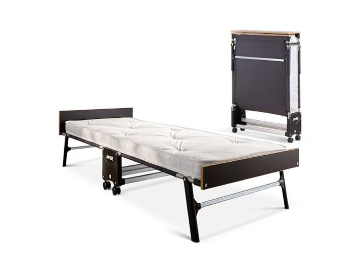 JAY-BE GP80 Grand Einzel-Klappbett mit Taschenfederkern-Matratze 10 cm Taschenfederkernmatratze, 360°-Rollen, Kopfteil, Fußteil, Gästebett, faltbar und tragbar