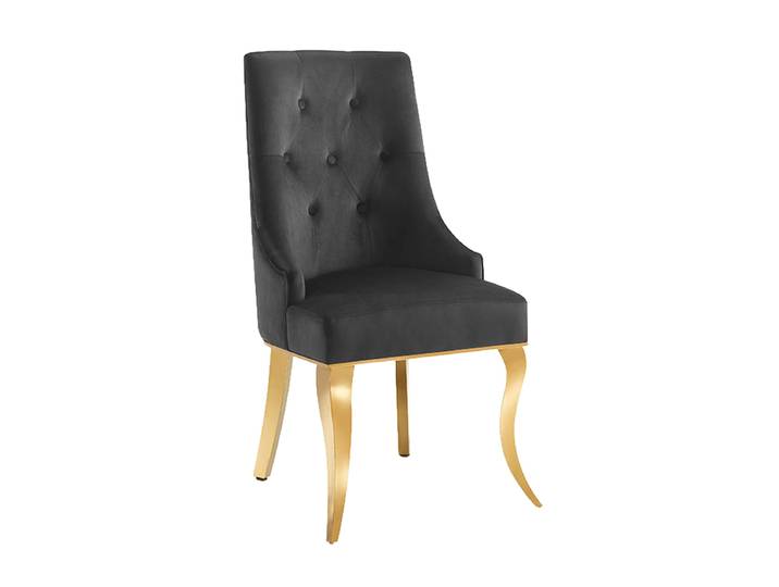 Design Esszimmerstuhl „Modern Barock“ mit Löwenkopf Samt Schwarz / Gold Invicta Interiors