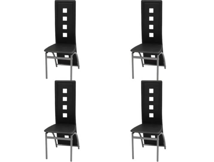 KTHLBRH 4 Esszimmerstühle Schwarz Kunstleder mit Stahlrahmen Ergonomische Form, pflegeleichte Oberfläche, einfache Montage, robuste Konstruktion, 110 kg Belastbarkeit