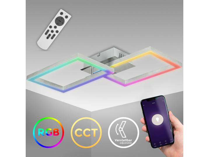 B.K.LICHT LED Deckenleuchte Smarte LED-Deckenleuchte, mit Farbwechsel, Lichteffekte , grau (alu), 1, H: 9,1cm, 1 Stk., Leuchten, WIFI Frame, RGB, CCT, Tuya-App, Nachtlichtfunktion, LED Deckenleuchte