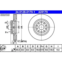 Bremsscheibe ATE 24.0128-0179.1 (2 Stk.) für Lancia Thesis