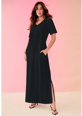 Plus Size Women's Side-Slit Maxi Dress by Roaman's in Black (Size 18/20)