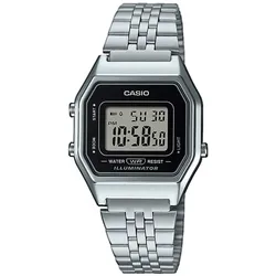 Chronograph CASIO VINTAGE, silber (edelstahlfarben), Armbanduhren, Damen, Chronograph, Quarzuhr, Armbanduhr, Damenuhr, Edelstahlarmband, digital