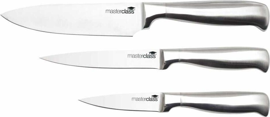 MasterClass Acero Deluxe Drie-delige Messenset van Roestvrij Staal met Koolstofstaal