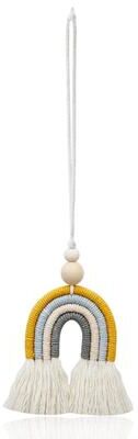 Snug & Styled Boho Car Aromatherapy Diffuser Rainbow Wood Bead Hanging Ornament yellow